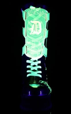 Demonia GRAVEDIGGER-255 Black & UV Green Harness Boots Shoes