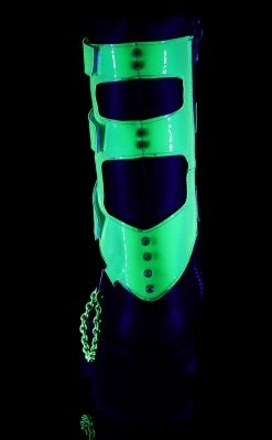 Demonia GRAVEDIGGER-255 Black & UV Green Harness Boots Shoes 10 Demonia GRAVEDIGGER-255 Black & UV Green Harness Boots Shoes