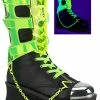 Demonia GRAVEDIGGER-255 Black & UV Green Harness Boots Shoes 2 Demonia GRAVEDIGGER-255 Black & UV Green Harness Boots Shoes