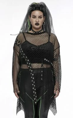 Punk Rave Glitchcore Mesh Top | Plus Size