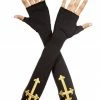 Music Legs Gold Cross Fingerless Gloves Accessories 1 Music Legs Gold Cross Fingerless Gloves Accessories