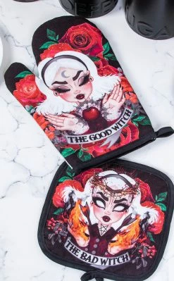 Rose Demon New Arrivals Good Witch Bad Witch Oven Mitt Set