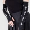 Music Legs Accessories Gothic Cross Fingerless Gloves