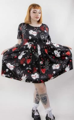 Black Friday Clothing Gothic Print Baby Doll Dress