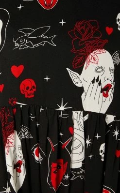 Black Friday Clothing Gothic Print Baby Doll Dress