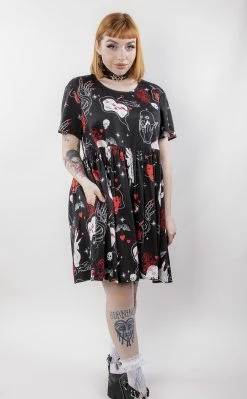 Black Friday Clothing Gothic Print Baby Doll Dress