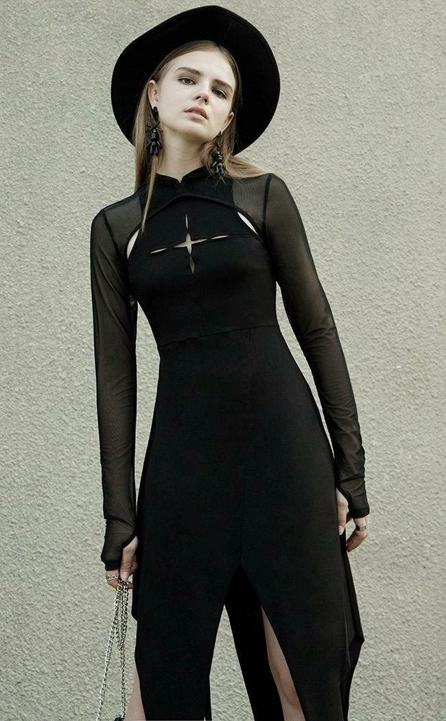 Punk Rave Grave Encounters Hooded Dress 5 Punk Rave Grave Encounters Hooded Dress