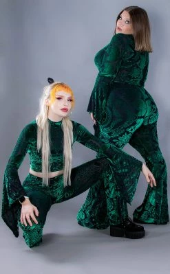 BlackCraft Green Baroque Velvet Top