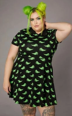Black Friday Clothing Green Ghost Collar Dress