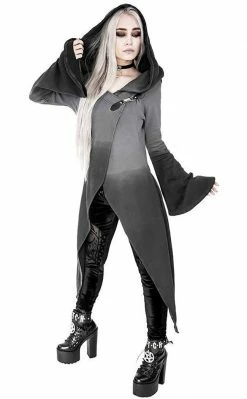 Restyle Greydient Long Hooded Cardigan Clothing