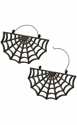 TB Jewellery Gunmetal Plated Spider Web Plug Hoops | Earrings 9 TB Jewellery Gunmetal Plated Spider Web Plug Hoops | Earrings