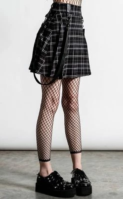 Killstar Clothing Gunner Pleated Mini Skirt | Ash Tartan