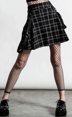Killstar Clothing Gunner Pleated Mini Skirt | Ash Tartan