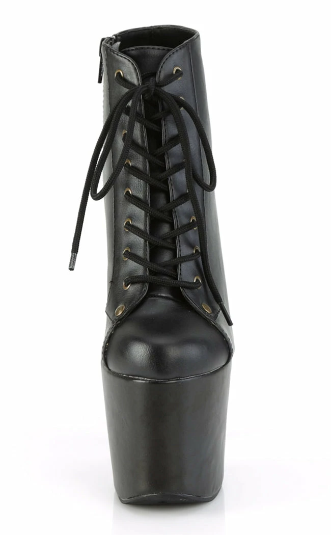 Pleaser HEX-1005 Black Matte Skull Booties Pole Shoes 4 Pleaser HEX-1005 Black Matte Skull Booties Pole Shoes