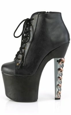 Pleaser HEX-1005 Black Matte Skull Booties Pole Shoes 9 Pleaser HEX-1005 Black Matte Skull Booties Pole Shoes
