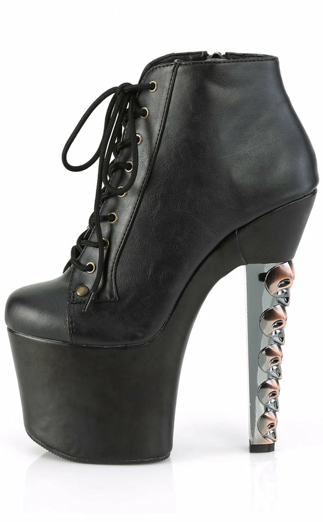 Pleaser HEX-1005 Black Matte Skull Booties Pole Shoes 5 Pleaser HEX-1005 Black Matte Skull Booties Pole Shoes