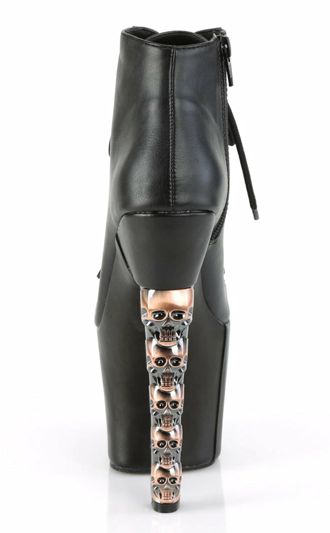 Pleaser HEX-1005 Black Matte Skull Booties Pole Shoes 6 Pleaser HEX-1005 Black Matte Skull Booties Pole Shoes