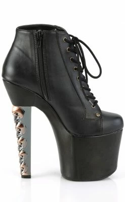Pleaser HEX-1005 Black Matte Skull Booties Pole Shoes 11 Pleaser HEX-1005 Black Matte Skull Booties Pole Shoes
