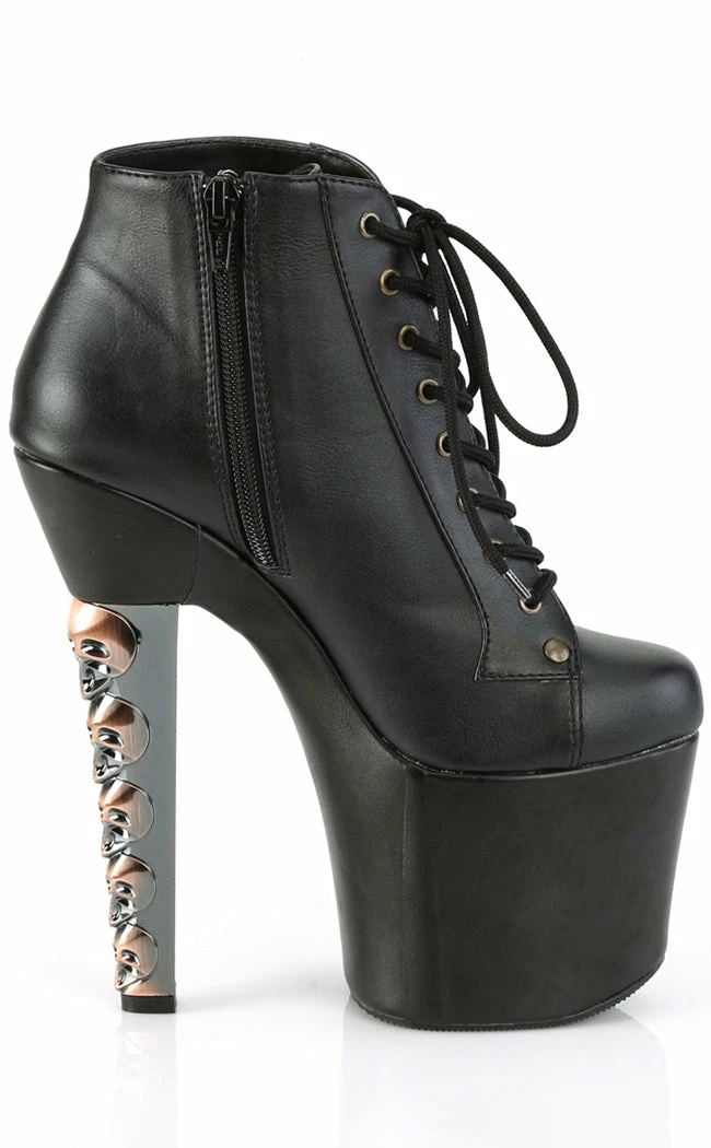 Pleaser HEX-1005 Black Matte Skull Booties Pole Shoes 7 Pleaser HEX-1005 Black Matte Skull Booties Pole Shoes