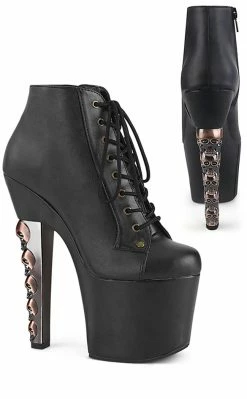 Pleaser HEX-1005 Black Matte Skull Booties Pole Shoes
