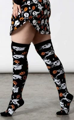 Killstar Clothing Haunted Pumpkin Knee-High Socks