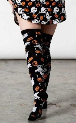 Killstar Clothing Haunted Pumpkin Knee-High Socks