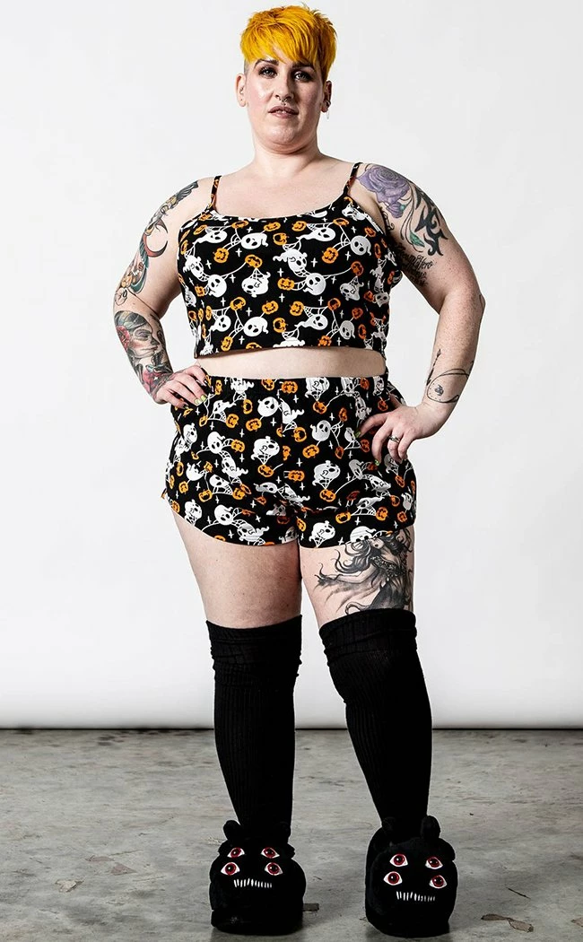 Killstar Clothing Haunted Pumpkin PJ Shorts 3 Killstar Clothing Haunted Pumpkin PJ Shorts