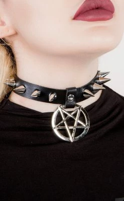 Cold Black Heart Hellcat Spiked Collar | Black Chokers