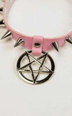 Cold Black Heart Chokers Hellcat Spiked Collar | Pink
