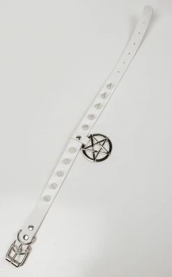 Cold Black Heart Hellcat Spiked Collar | White