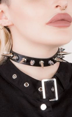 Cold Black Heart Chokers Hellfire Spiked Choker