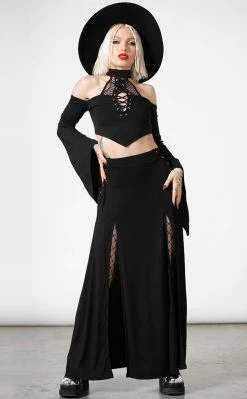 Killstar Clothing Hellverina Split Maxi Skirt