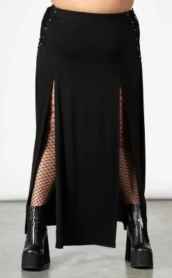 Killstar Clothing Hellverina Split Maxi Skirt
