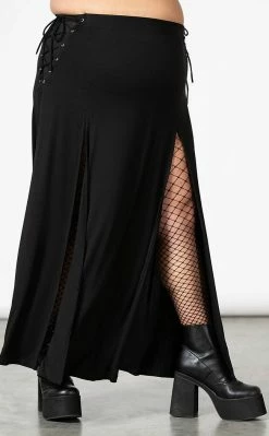 Killstar Clothing Hellverina Split Maxi Skirt