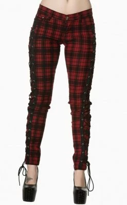Banned Apparel Hold Me Tight Corset Laced Tartan Jeans Clothing