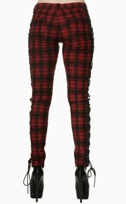 Banned Apparel Hold Me Tight Corset Laced Tartan Jeans Clothing