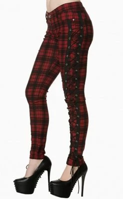 Banned Apparel Hold Me Tight Corset Laced Tartan Jeans Clothing