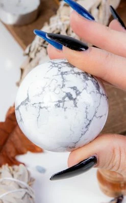 Crystals Howlite Sphere Witchcraft 9 Crystals Howlite Sphere Witchcraft