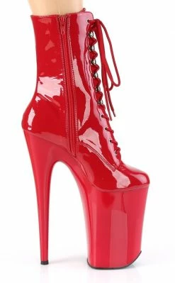 Pleaser Pole Shoes INFINITY-1020 Red Patent Ankle Boots