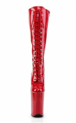 Pleaser INFINITY-2020 Red Pat/Red Knee High Boots