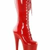 Pleaser INFINITY-2020 Red Pat/Red Knee High Boots