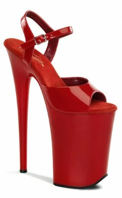 Pleaser Pole Shoes INFINITY-909 Red/Red Heels