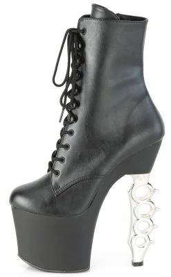 Pleaser IRONGRIP-1020 Black Matte Brass Knuckle Boots Pole Shoes
