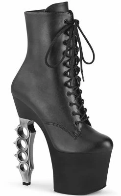 Pleaser IRONGRIP-1020 Black Matte Brass Knuckle Boots Pole Shoes