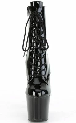 Pleaser IRONGRIP-1020 Black Patent Brass Knuckle Boots Pole Shoes