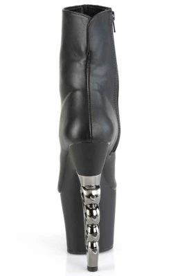 Pleaser Pole Shoes IRONGRIP-1042 Black Matte Silver Brass Knuckle Boots