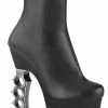 Pleaser Pole Shoes IRONGRIP-1042 Black Matte Silver Brass Knuckle Boots