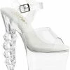 Pleaser Pole Shoes IRONGRIP-708 Clear Brass Knuckle Heels