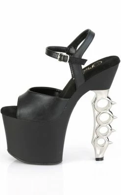 Pleaser IRONGRIP-709 Black Matte/Silver Brass Knuckle Heels Pole Shoes