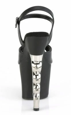 Pleaser IRONGRIP-709 Black Matte/Silver Brass Knuckle Heels Pole Shoes